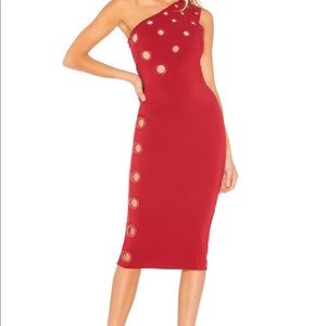 Revolve Red One-Shoulder Dress w/ Grommet Cutouts